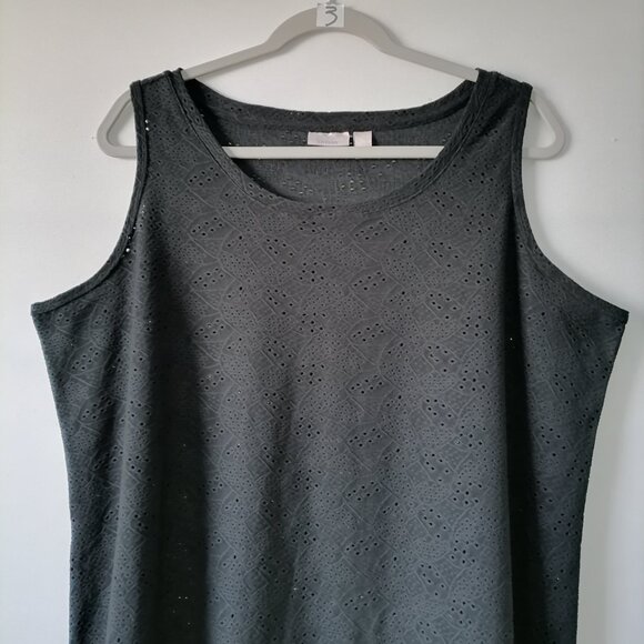 Loco Layers Womens Black Round Neck Eyelet Detailing Tank Top Size X-Large - Picture 2 of 7